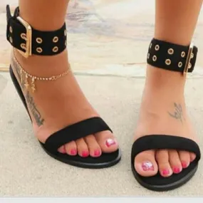 Summer Open Tor Slide Flat Buckle Sandals