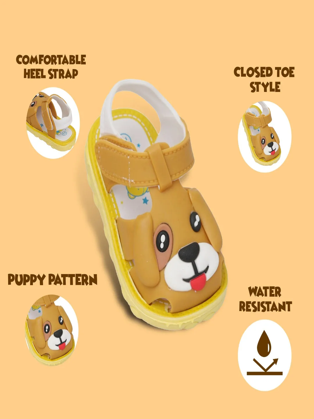 Sunny Pup Brown Applique Sandals for Toddlers
