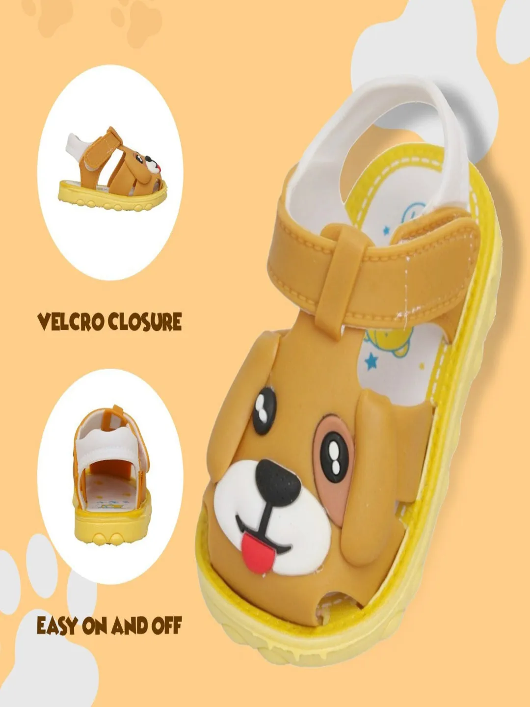Sunny Pup Brown Applique Sandals for Toddlers