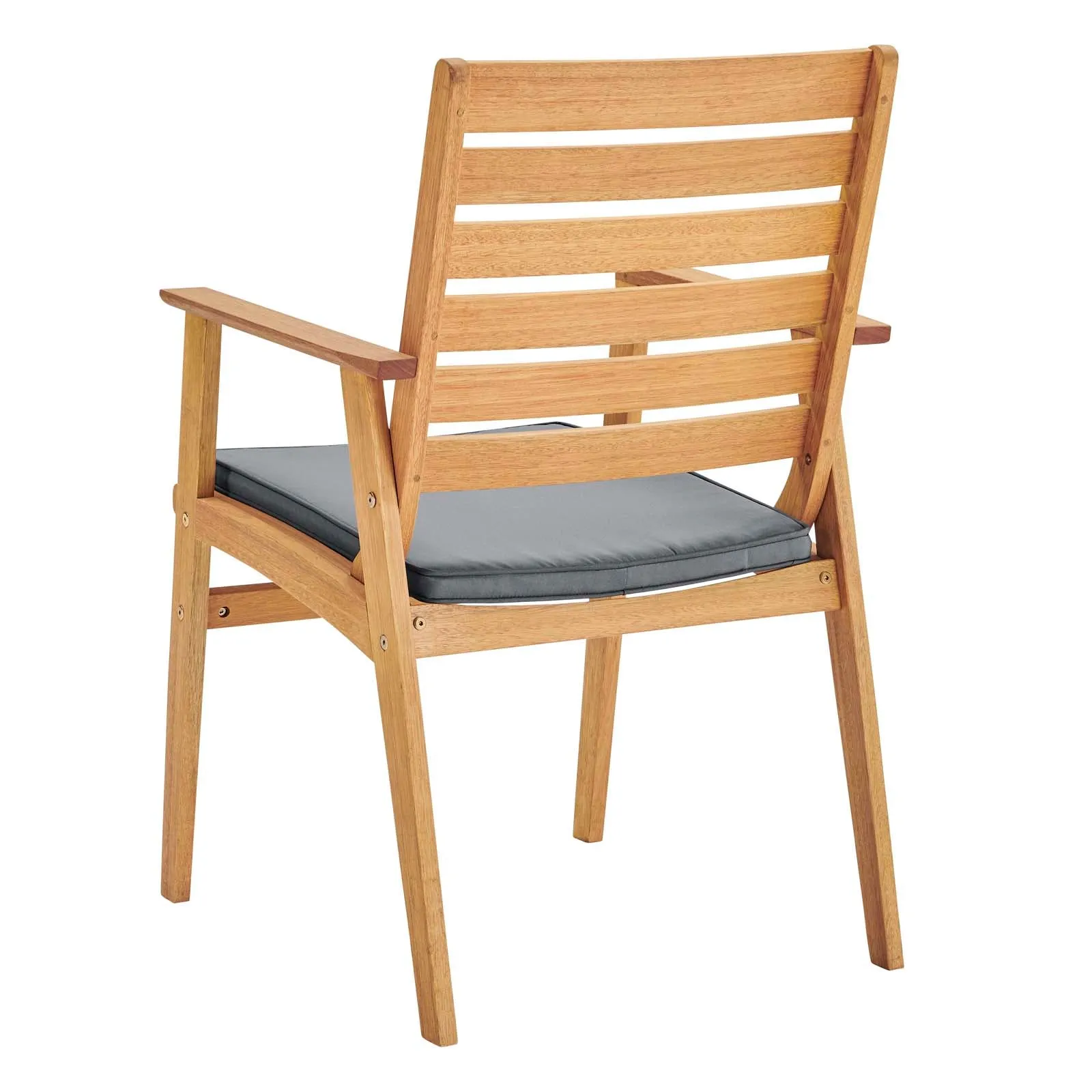 Syracuse 4 Piece Outdoor Patio Eucalyptus Wood Dining Set in Natural Gray