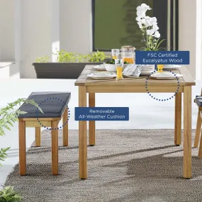 Syracuse Outdoor Patio Dining Table and Bench Set Natural Gray