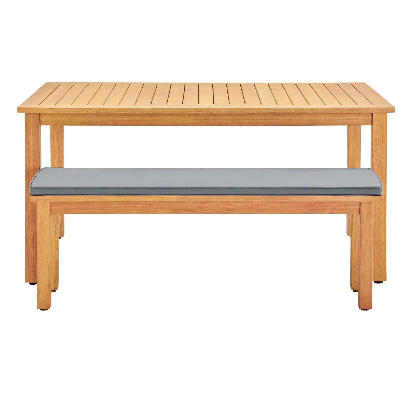 Syracuse Outdoor Patio Dining Table and Bench Set Natural Gray