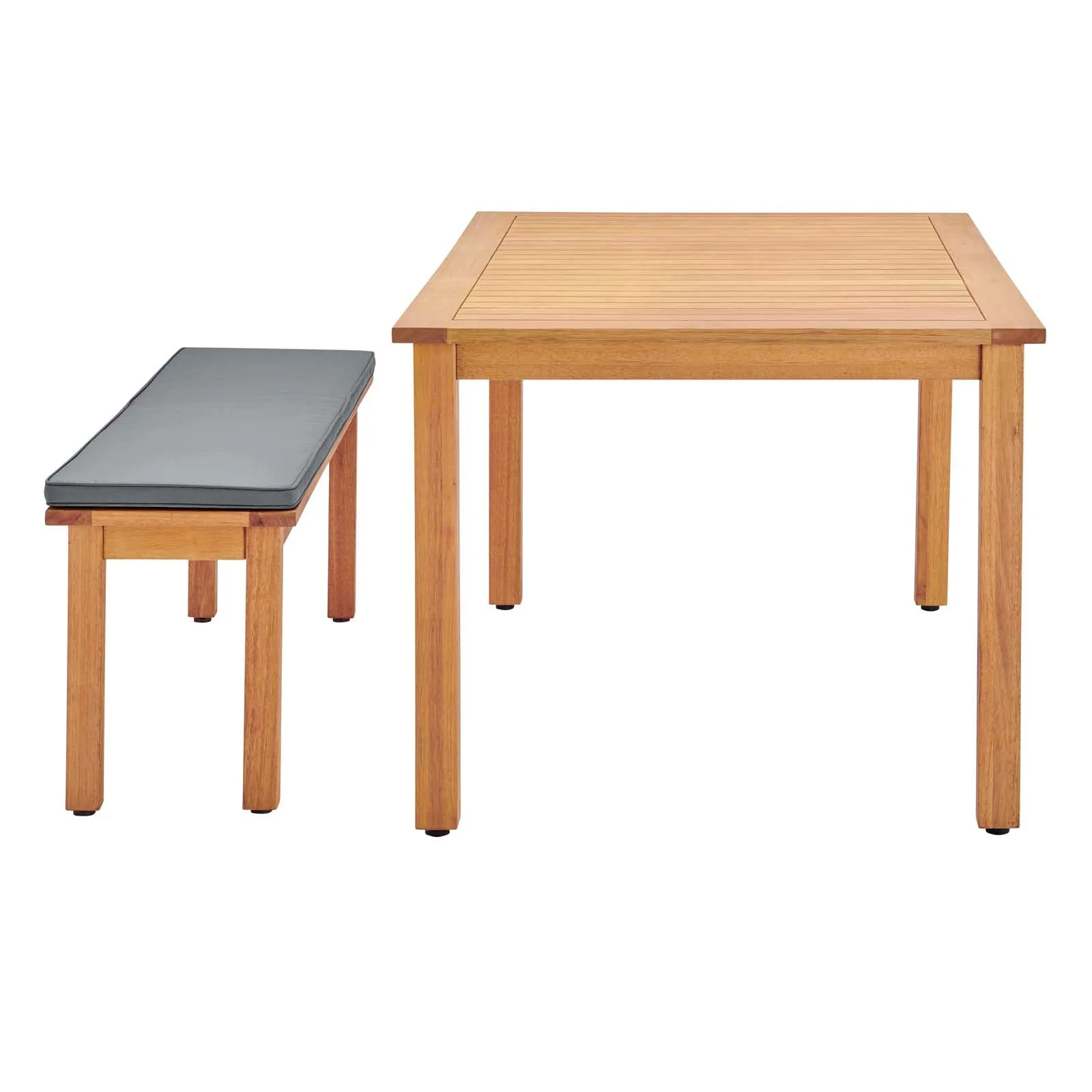 Syracuse Outdoor Patio Dining Table and Bench Set Natural Gray