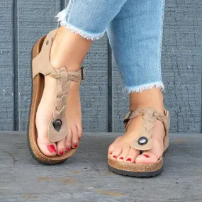 Thong Ankle Strap Platform Flat Sandal