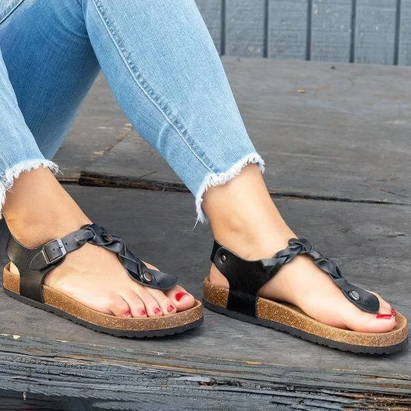 Thong Ankle Strap Platform Flat Sandal