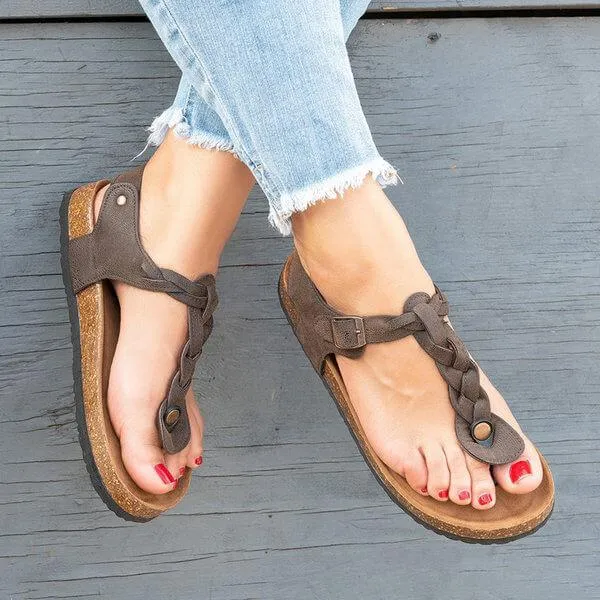 Thong Ankle Strap Platform Flat Sandal
