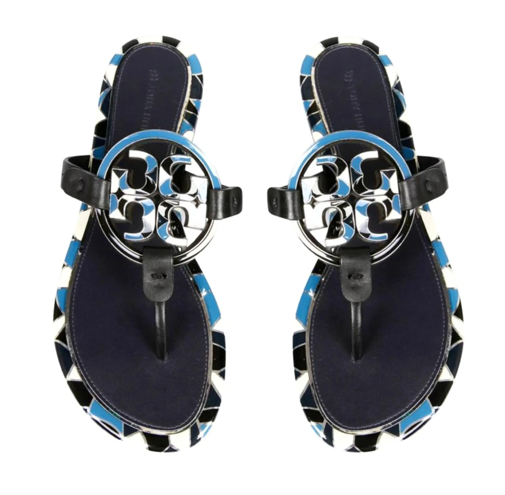 TORY BURCH ENAMEL MILLER LEATHER THONG SANDALS