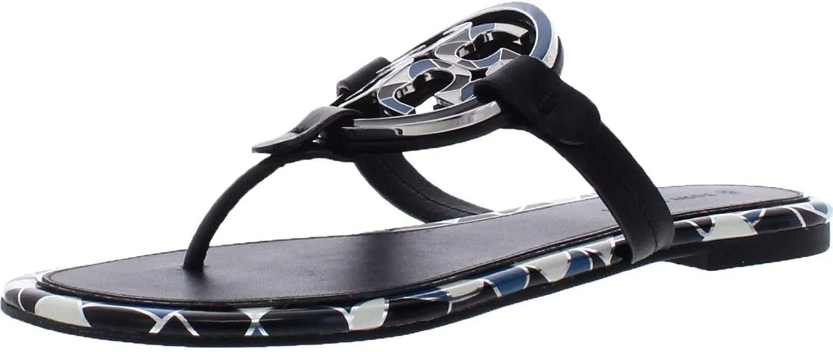 TORY BURCH ENAMEL MILLER LEATHER THONG SANDALS
