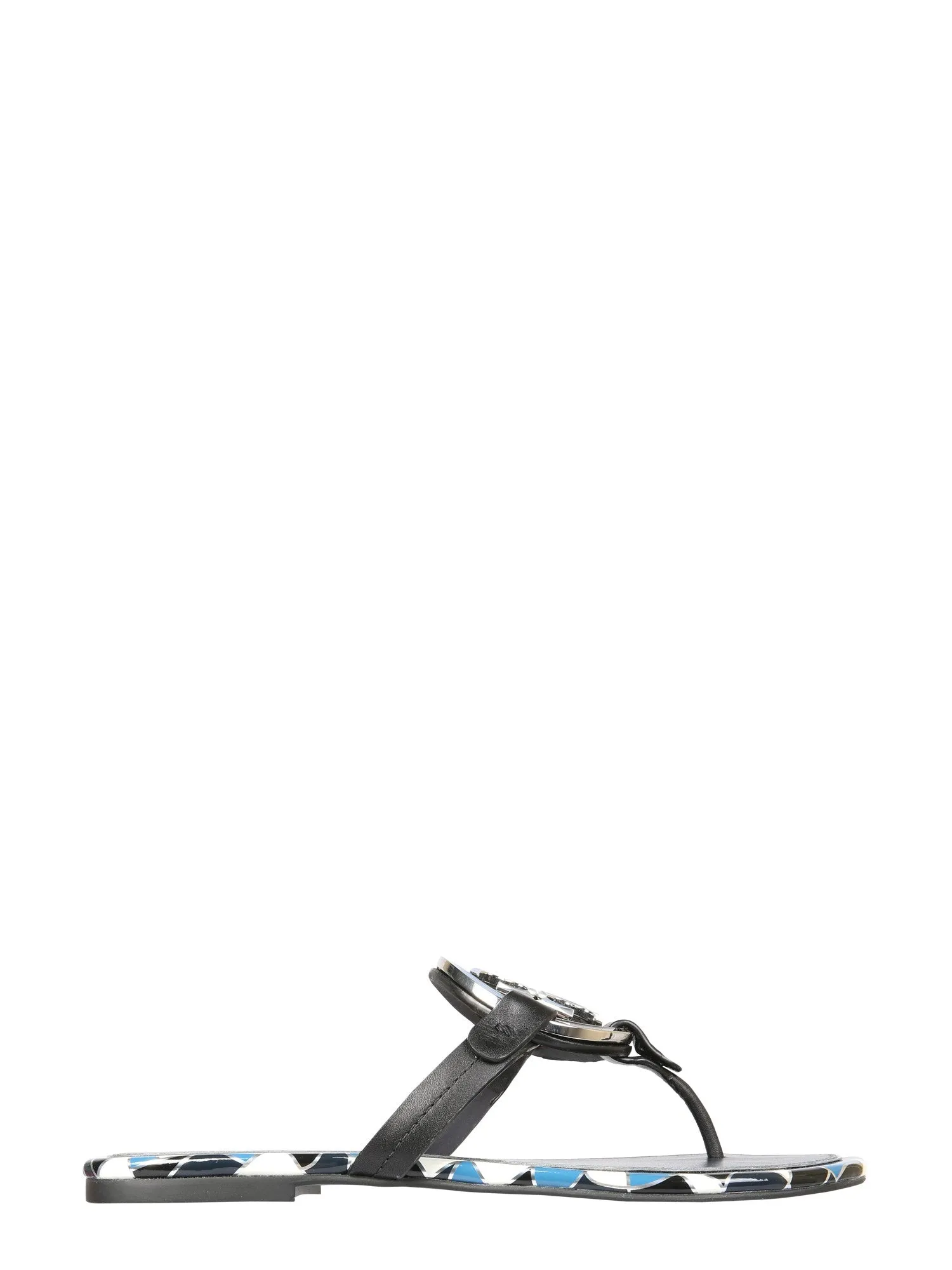 TORY BURCH ENAMEL MILLER LEATHER THONG SANDALS