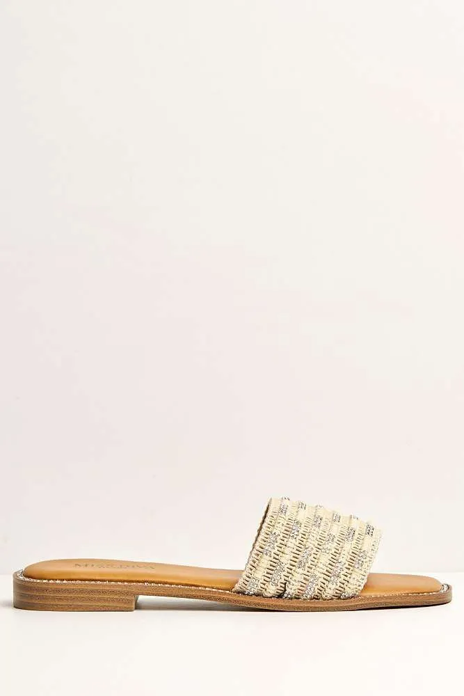 Wickee Diamante Detailed Sliders in Beige