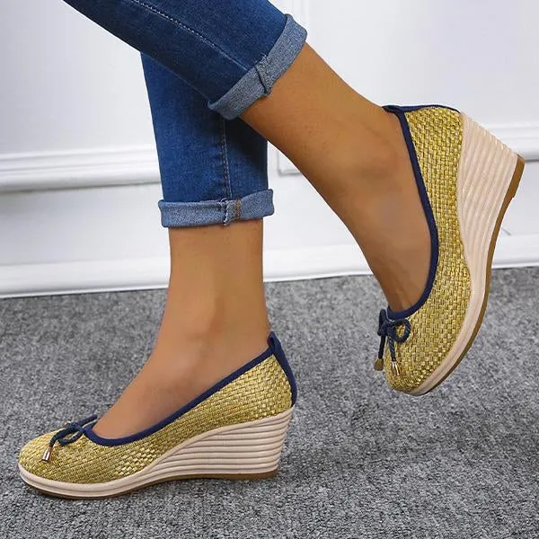 Women's Casual Thick Sole Fashion Bow Wedge Shoes 64051062S