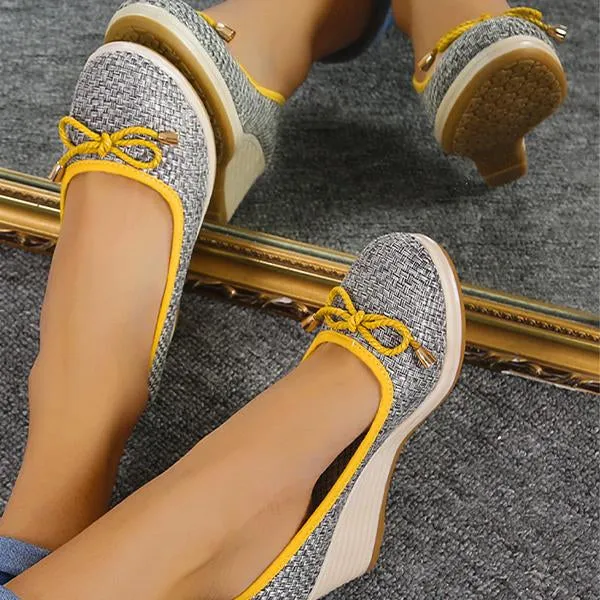 Women's Casual Thick Sole Fashion Bow Wedge Shoes 64051062S