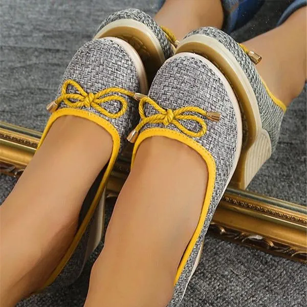 Women's Casual Thick Sole Fashion Bow Wedge Shoes 64051062S