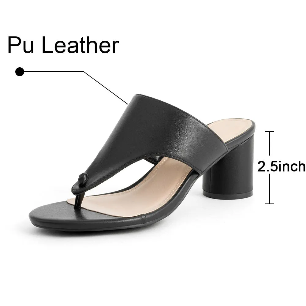Women's Open Toe Flip Flops Sandals Slip On Chunky Block Heel Sandal