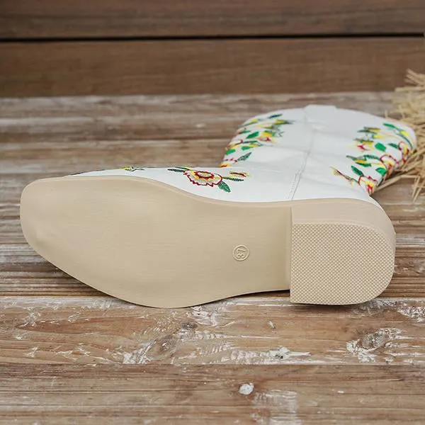 Women's Stylish Slip-On Embroidered Western Boots 59823295S