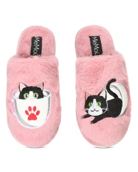 Women's Teacup Kitty Plush Slippers